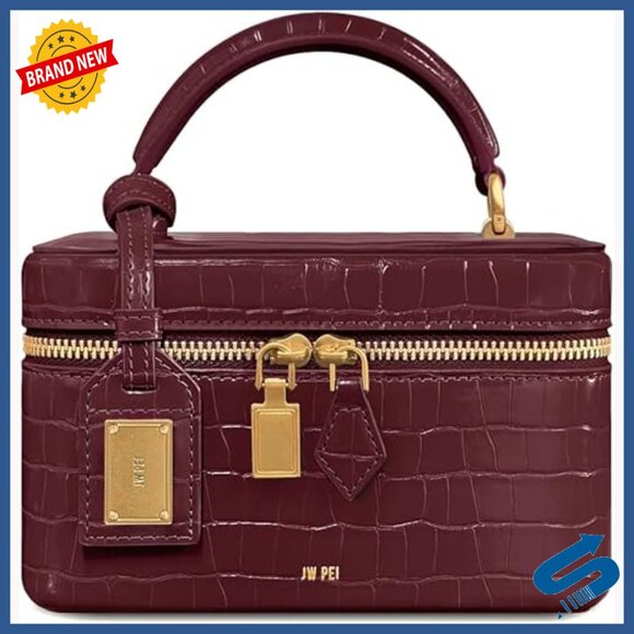 Croc-Embossed Vegan Leather Top Handle Crossbody Bag Satchel